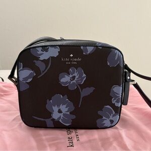 Kate Spade Newbury Lane Cammie Crossbody Bag Black/Blue Floral Design